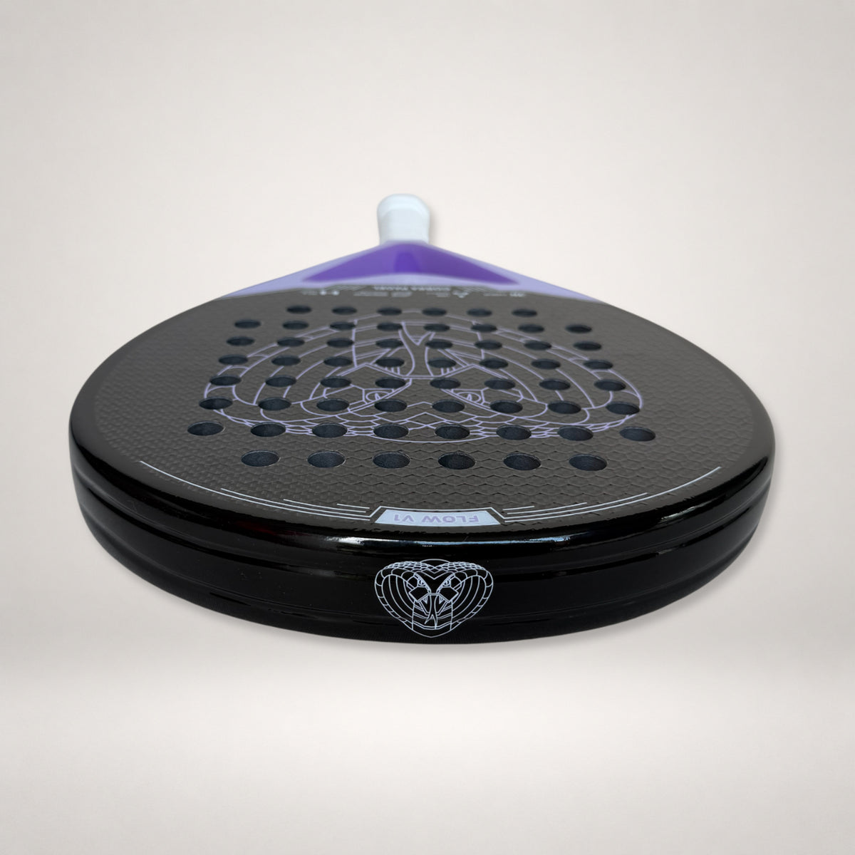 3K carbon and textured surface detail of Flow V1 racket