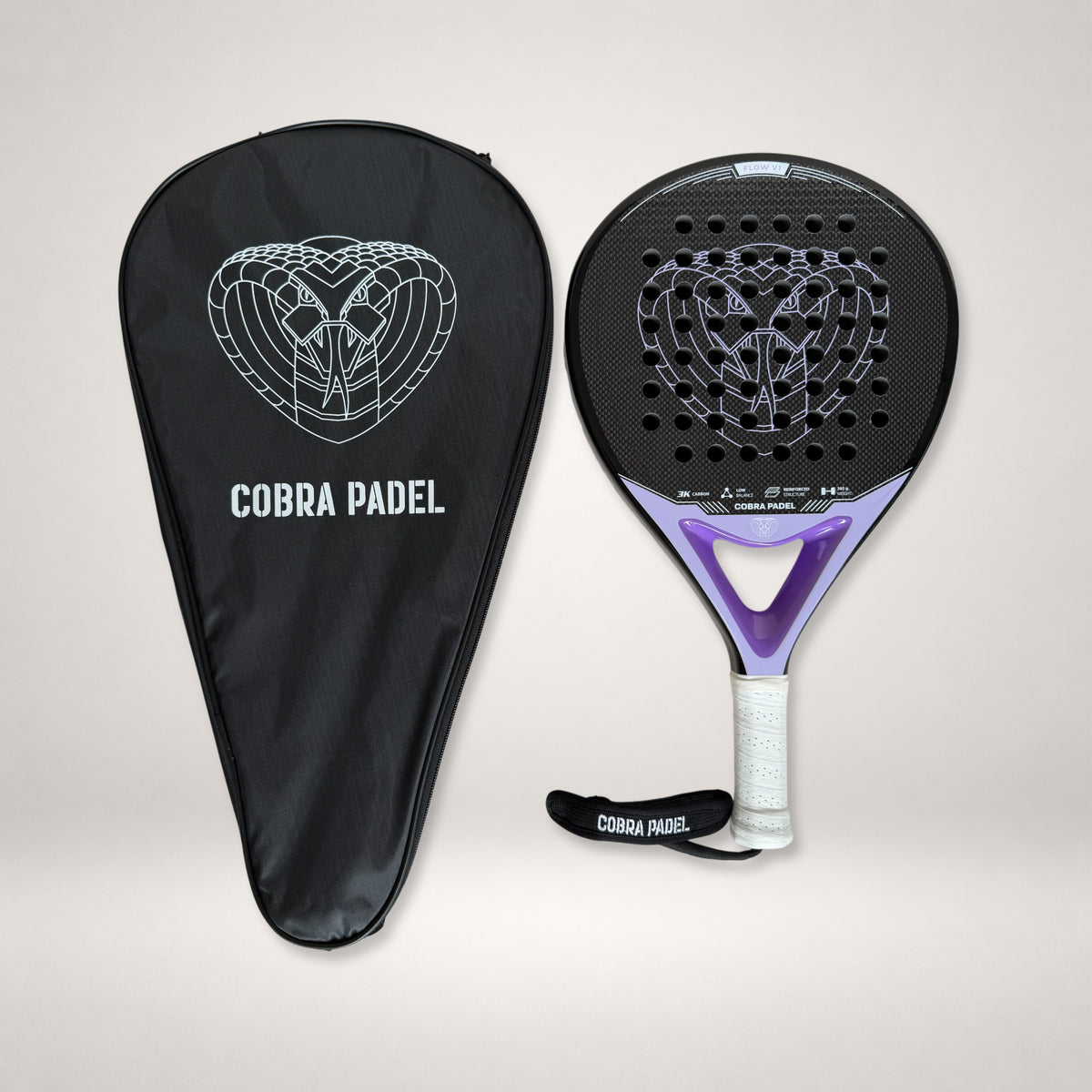 Cobra Padel Flow V1 racket with protective cover