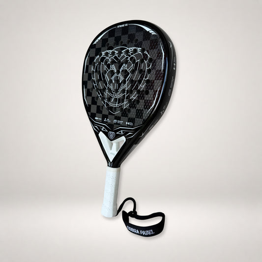 Cobra Padel Strike V2 White 18K teardrop padel racket