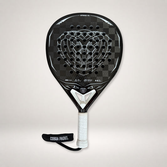 Front view of Cobra Padel Strike V2 White 18K racket