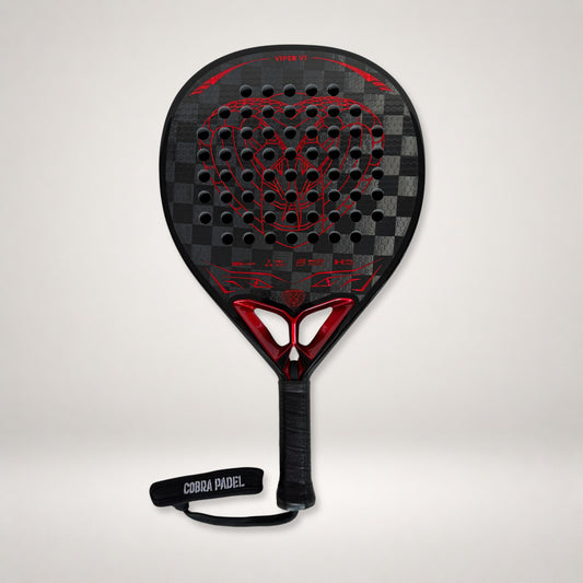 Front view of Cobra Padel Viper V1 Red 18K racket