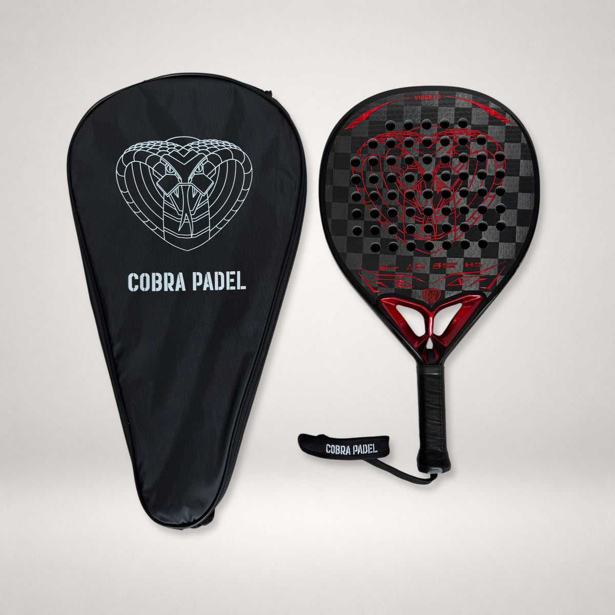 Cobra Padel Viper V1 racket with protective cover